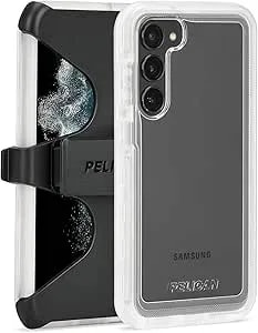 Pelican Voyager - Samsung Galaxy s23 Plus Case [6.6"] [18ft Mil-Std Drop Protection] [Wireless Charging] Phone Case For Samsung Galaxy s23 Plus W/Belt Clip Holster Phone Stand -Anti Yellowing - Clear