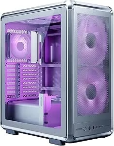Cooler Master Masterframe 500 Mesh ARGB ATX Mid-Tower PC Case – High Airflow Premium Aluminum Chassis, Powerful Dual 200mm Intake Fans, Modular Frame, 360mm Radiator Support, USB-C, Silver