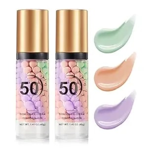 2pcs Color Correcting Primer For Face Before Makeup One Step Color Corrector Face Makeup Primer For Mature Skin, Spf 50 Pa+++ Sunscreen Isolation Cream Moisturizing Skin Corrector