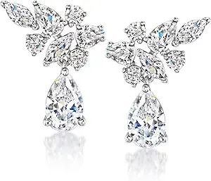 Ross-Simons Rhodium-Plated Climber Drop Earrings With 3.50 Ct. T.W. Czs