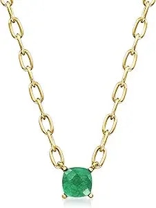 Ross-Simons 0.50 Carat Emerald Paper Clip Link Necklace In 18kt Gold Over Sterling