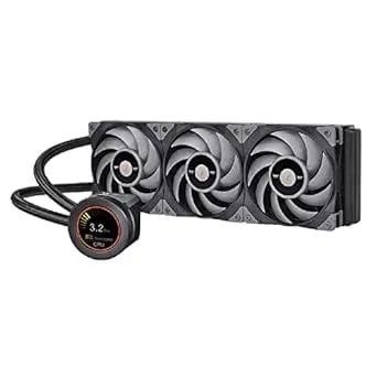 Thermaltake Toughliquid Ultra 360 AIO Liquid Cooler,AMD(AM5/AM4)/Intel(LGA 1700/1200),2.1 Inch Rotational LCD Display,2500RPM Radiator Fan,TT RGB Plus/Alexa/Razer Chroma Enabled,CL-W323-PL12GM-B,Black