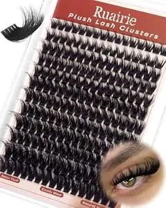 Fluffy Lash Clusters 180d Volume Eyelash Clusters 10-18mm Diy Cluster Eyelash Extensions Wispy Cluster Lashes 204pcs D-Curly Lash Extension Thin Band Thick Lashes Clusters For Baddie Girl Makeup