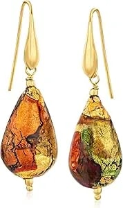 Ross-Simons Italian Multicolored Murano Glass Drop Earrings In 18kt Gold Over Sterling