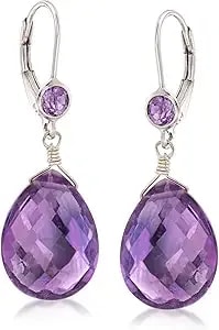 Ross-Simons 14.80 Ct. T.W. Amethyst Drop Earrings In Sterling Silver