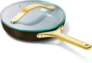 Caraway Nonstick Ceramic Mini Fry Pan With Glass Lid (1.05 Qt, 8") - Non Toxic, Ptfe & Pfoa Free - Oven Safe & Compatible With All Stovetops (Gas, Electric & Induction) - Black