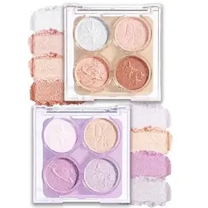 Amy'S Diary 2 Pcs 4 Color Glitter Eyeshadow Palettes – Shimmer Metallic Shades For Sparkling Eye Makeup, Long-Lasting & Highly Pigmented, Vegan & Cruelty-Free (01+02)