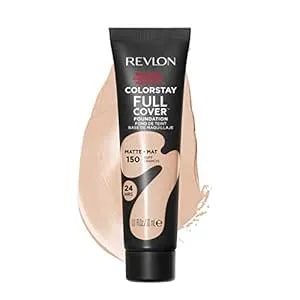 Revlon Colorstay Full Cover Longwear Matte Foundation, Heat & Sweat Resistant Lightweight Face Makeup, Buff (150), 1.0 Oz