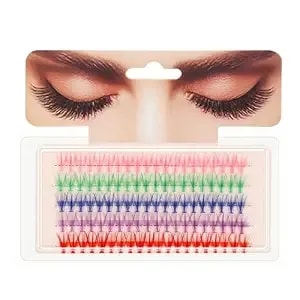 Colored Lash Clusters 100pcs 12mm Mixed 5 Colors Individual Lashes D Curl Colorful Eyelash Extension Clusters Soft Reusable Fluffy Diy Lash Clusters For Women Girls Makeup