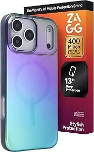 Zagg Milan Snap Case For Iphone 17 Pro Max - Raven Feather, Graphene Strengthened Phone Case With Drop Protection (13ft/4m), Textured Edges & Sparkle Design, Magsafe Charging Compatible