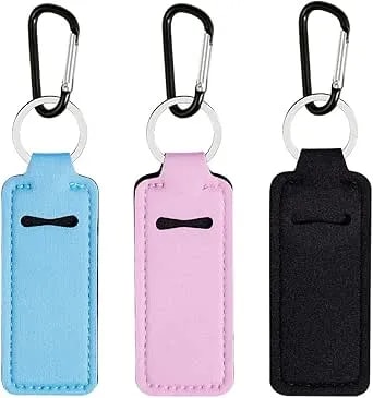 Pengxiaomei 3 Pcs Chapsticks Holder Keychain For Lipstick, Stocking Stuffers For Teen Girls Women Small Christmas Gifts