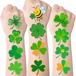 St. Patrick’S Day Shamrock Temporary Tattoos For Boys Girls - 100 Green Clover Designs, Irish Party Favors Birthday Party Decorations Supplies, Lucky Day Celebrations, Classroom Rewards
