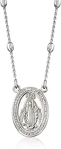 Ross-Simons Italian Sterling Silver Miraculous Medal Bead Station Necklace