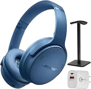 Bose Quietcomfort Bluetooth Headphones, Wireless Headphones With Active Over Ear Noise Cancelling And Mic, + Green Extreme 20w 2-Port Wall Charger (Blue Dusk)
