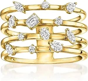 Ross-Simons 0.50 Ct. T.W. Multi-Shaped Lab-Grown Diamond Multi-Row Ring In 18kt Gold Over Sterling