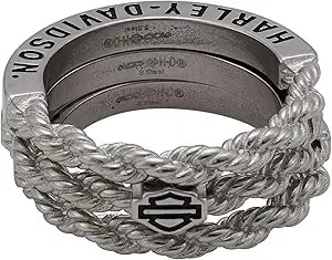 Harley-Davidson Women'S B&S Logo Rope Stacking Ring Set - Stainless Steel