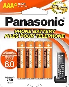 Panasonic Genuine HHR-4DPA/4B AAA Nimh Rechargeable Batteries For DECT Cordless Phones, 4 Pack