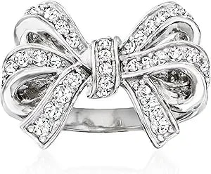 Ross-Simons 0.50 Ct. T.W. White Topaz Bow Ring In Sterling Silver