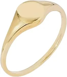 Amazon Essentials 23k Gold Plated Sterling Silver Round Signet Ring Size 5, Yellow Gold