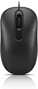 Lenovo 100 Wired USB Computer Mouse For PC, Laptop, Computer With Windows - Full-Size - Ambidextrous Design - 3 Buttons - Red Optical Sensor – Black