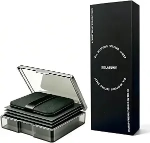 Black Oil Blotting Setting Sheet More Control Oil Keep Fresh Blotting Sheet With Mirror Puff & Recyclable Case 500 Sheets 1 Box 4 Refills