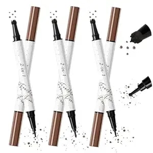 Noerrors 3 Colors Dual Ended Freckle Stamp Pen Combo—Light&Medium&Dark Brown, Fake Freck Beauty Freckle Stain Pencil Set, Waterproof Quick Dry Soft Dot Faux Freckles, Natural Lifelike Sunkissed Makeup