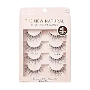 Kiss The New Natural, False Eyelashes, 'High Bun', 12mm, Includes 4 Pairs Of Lashes, Easy To Apply, Reusable Lash Clusters