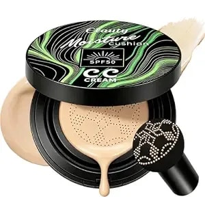 Cushion Foundation Air Cushion Cc Cream - Natural Finish, Buildable Coverage Foundation, Even Skin Tone, Tattoo Cover Up, Moisturizing Concealer Cream Foundation Makeup (Ivory)
