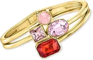 Ross-Simons 14kt Yellow Gold-Plated Bangle Bracelet With Simulated Tonal Pink And Red Gemstones