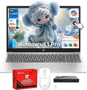 Hp 15 Touchscreen Business Laptop - Win 11 Pro - Free Office 365 For The Web - 15.6" Fhd Anti-Glare Display - Intel 10-Core i7 1355u - 16gb Ram + 512gb Ssd - Intel Iris Xe Gpu - Wi-Fi 6 - Copilot