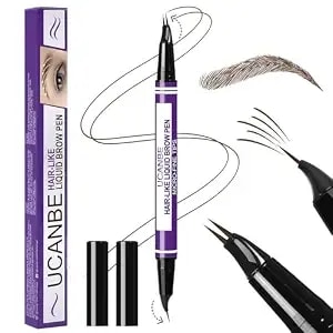 Ucanbe Eyebrow Pen, Dual-Curved Eyebrow Pencils For Women, 2-In-1 Brow Pencil With 2-Fork-Tip & Precise Brush-Tip For Natural Hair-Like Brows, Waterproof Microblading Brow Pen Last 24hrs(Dark Brown)