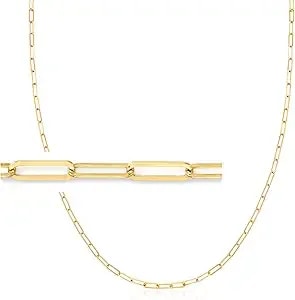 Ross-Simons 2-In-1 Italian 18kt Gold Over Sterling Paper Clip Link Necklace And Eyeglass Chain. 30 Inches
