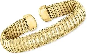Ross-Simons Italian 14kt Yellow Gold-Plated Tubogas Cuff Bracelet