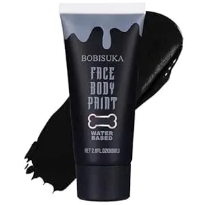 Bobisuka Black Face Body Paint, Water Based Face Painting For Art Theater Halloween Party Cosplay Clown Sfx Makeup For Women Adults, Non-Toxic Washable