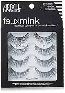 Ardell Faux Mink Lashes 811 False Eyelashes – Lightweight Natural Faux Mink Strip Wispy Lashes With Invisiband, 4 Pairs, 1 Pack