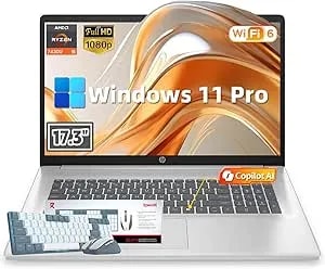 Hp 17 Inch Laptop Business, Amd Ryzen 5 7430u 6-Core Processor (Beats i7-11th Gen), 32gb Ram & 1tb Ssd, Windows 11 Pro, Ai Copilot Ready, Full Numeric Kb, 17.3" Fhd Ips Display