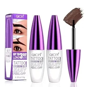 2 Packs Brown Easy Tatoo Eyebrow Gel Peel Off - Semi-Permanent Tattoo Eyebrow Tint Kit Waterproof Long - Eyebrow Mascara Volume And Length