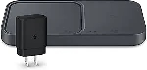 Samsung 15W Wireless Charger Duo W/USB C Cable, Charge 2 Devices At Once, Cordless Super Fast Charging Pad For Galaxy Phones And Devices, 2022, US Version, Black