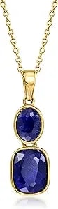 Ross-Simons 4.20 Ct. T.W. Sapphire Double-Drop Pendant Necklace In 18kt Gold Over Sterling. 18 Inches