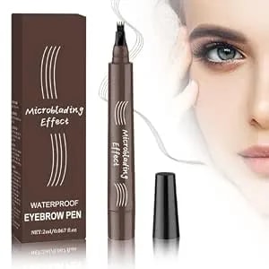2026 New Microblading Eyebrow Pencil, 4d Waterproof Four-Tip Beard And Eyebrow Pen, Long-Lasting Magic Eyebrow Pencil Natural Gap-Filling Eyebrow Makeup For Women (Dark Brown)