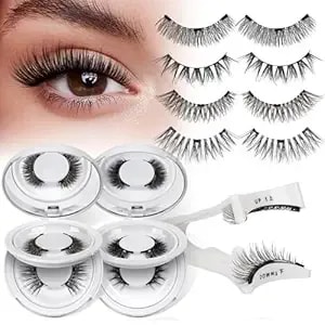 Quewel Magnetic Eyelashes 4 Pair Reusable Magnetic Eyelashes With Applicator No Glue Needed Eyelashes Natural Look Lash Clusters Kit Easy To Wear And Remove(4 Pairs-a14)