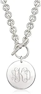 Ross-Simons Italian Sterling Silver Personalized Disc Toggle Necklace