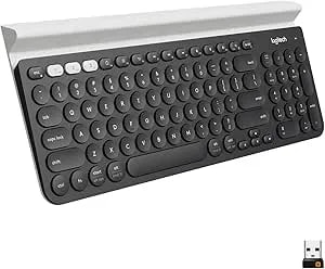 Logitech k780 Multi-Device Wireless Keyboard For Computer, Phone And Tablet – Flow Cross-Computer Control Compatible - Speckles, White