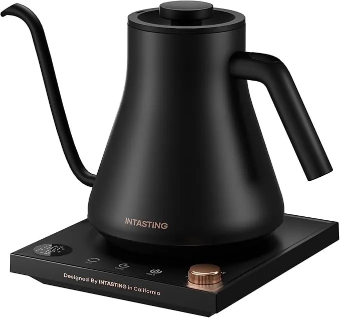 Intasting Gooseneck Electric Kettle, Temperature Control - Stainless Steel Inner, 1200w Quick Heating, For Pour Over Coffee, Brew Tea, Boil Hot Water, 30 Oz, 0.9l, Black