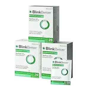 Blinkbetter Tea Tree Oil Eyelid Wipes- 60 (Pack Of 3) Natural Blepharitis, Mgd & Dry Eye Relief Wipes - Cleansing, Soothing, Dual-Textured, Triple Moisture Formula - Biodegradable & Gentle