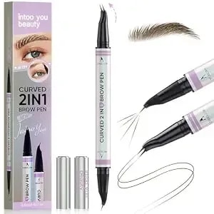 Eyebrow Pencils For Women, 30° Curved Magic 2 In 1 Eyebrow Pen Pro, Waterproof Eye Brow Pen With 2 Tips, Microblading Brow Pencils For Precise Hair Like Strokes, Last All Day Makeup (Dark Brown)