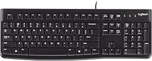 Logitech K120 Wired Keyboard For Windows, USB Plug-And-Play, Full-Size, Spill-Resistant, Curved Space Bar, Compatible With PC, Laptop - Black