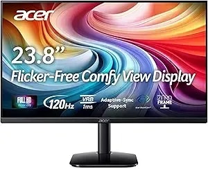 Acer ka242y g0bi 23.8" Full Hd (1920 X 1080) Zero-Frame Home Office Ips Monitor - Adaptive-Sync Support (Freesync Compatible) - Up To 120hz Refresh - 1ms (Vrb) - Srgb 99% - Tilt - Hdmi & Vga Ports