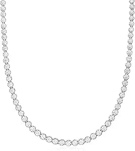 Ross-Simons 10.00 Ct. T.W. Graduated Cz Tennis Necklace In Sterling Silver