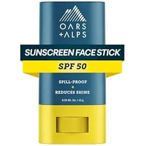 Oars + Alps Matte Face Sunscreen Stick, Spf 50 Travel Sunscreen Roll On For Face, Fragrance Free, Water & Sweat Resistant Sunblock, All Skin Types, Dermatologist Tested, Moisturizing, 0.53oz